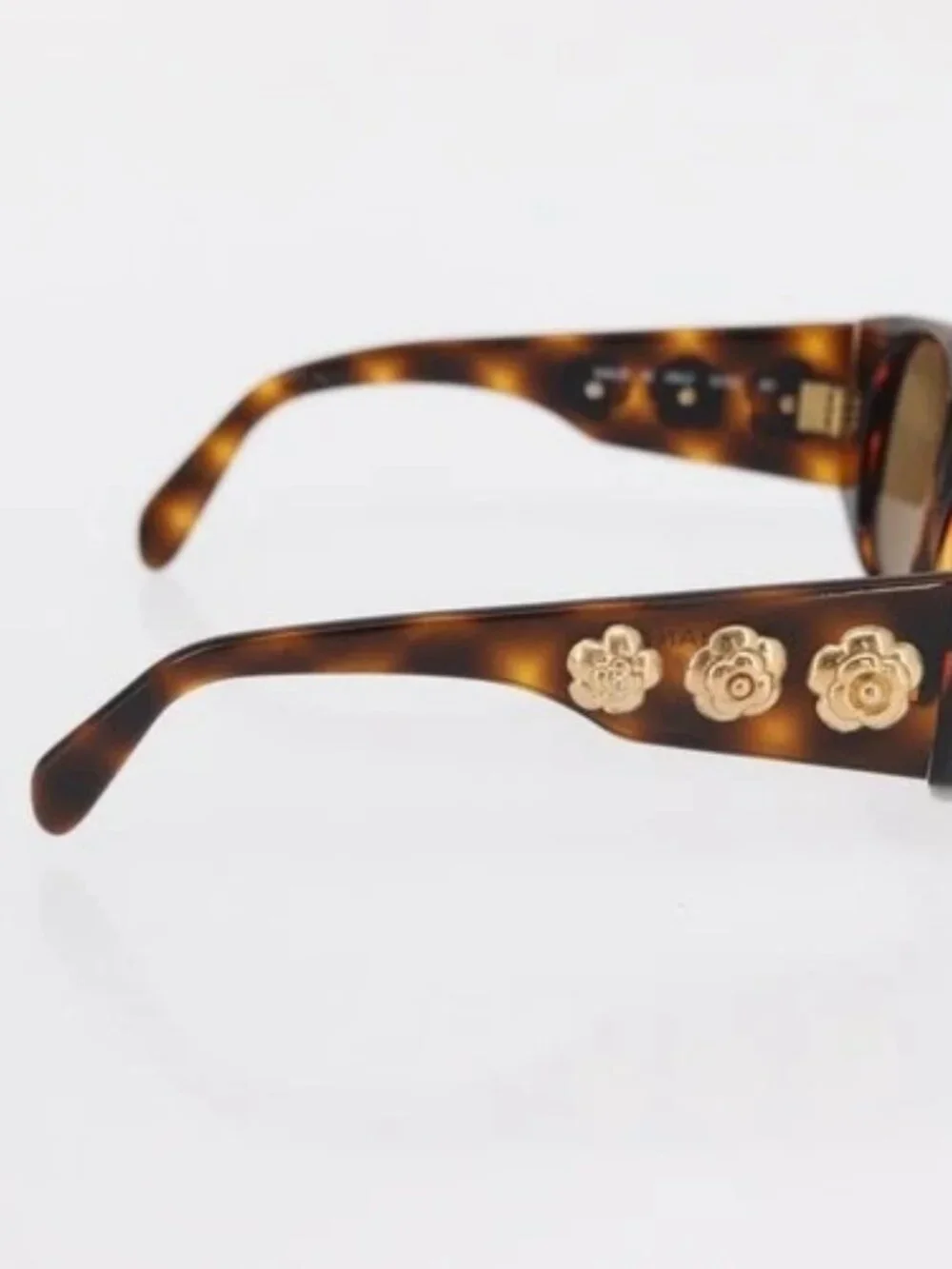 CHANEL Sunglasses plastic Brown CC Auth bs32160